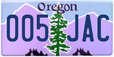 OR license plate 005JAC