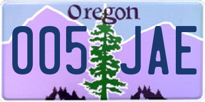 OR license plate 005JAE