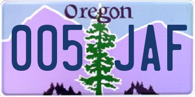 OR license plate 005JAF