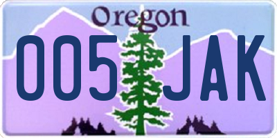 OR license plate 005JAK