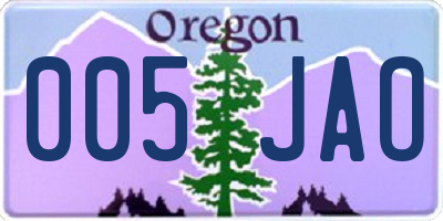 OR license plate 005JAO