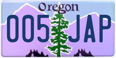 OR license plate 005JAP