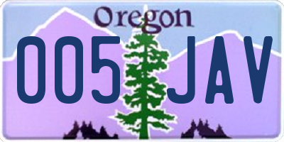OR license plate 005JAV