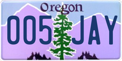 OR license plate 005JAY
