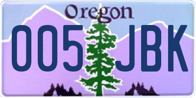 OR license plate 005JBK