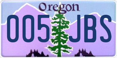 OR license plate 005JBS