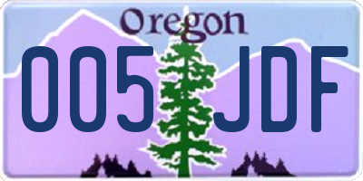 OR license plate 005JDF