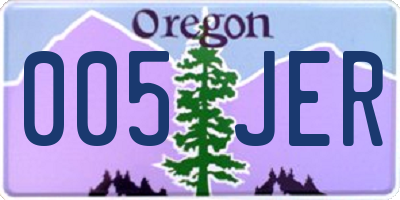 OR license plate 005JER