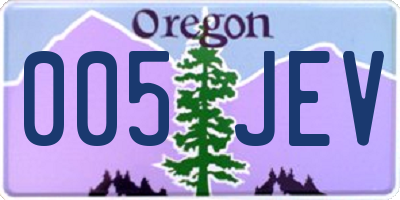 OR license plate 005JEV