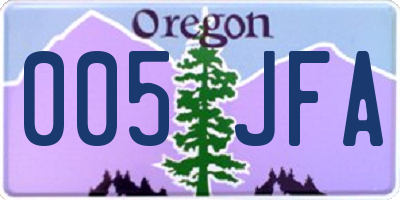 OR license plate 005JFA