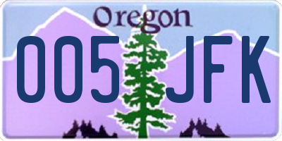OR license plate 005JFK