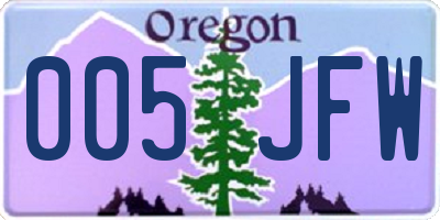 OR license plate 005JFW