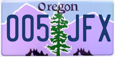 OR license plate 005JFX