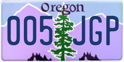 OR license plate 005JGP