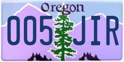 OR license plate 005JIR
