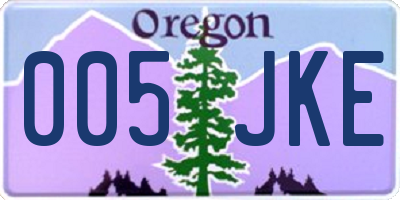 OR license plate 005JKE