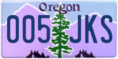 OR license plate 005JKS