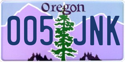OR license plate 005JNK