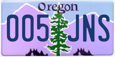 OR license plate 005JNS