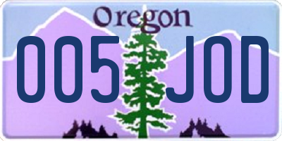 OR license plate 005JOD