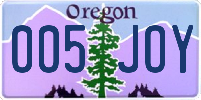 OR license plate 005JOY