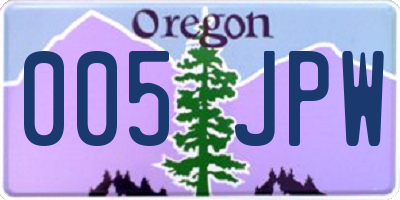 OR license plate 005JPW