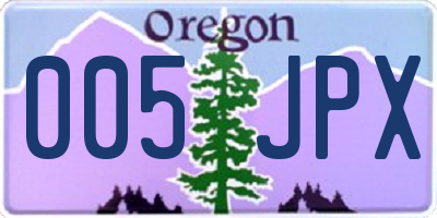 OR license plate 005JPX