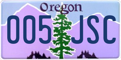 OR license plate 005JSC