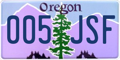 OR license plate 005JSF