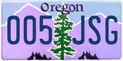 OR license plate 005JSG