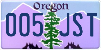 OR license plate 005JST