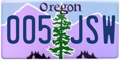 OR license plate 005JSW