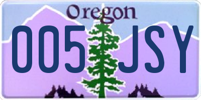 OR license plate 005JSY