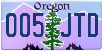 OR license plate 005JTD