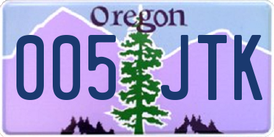 OR license plate 005JTK