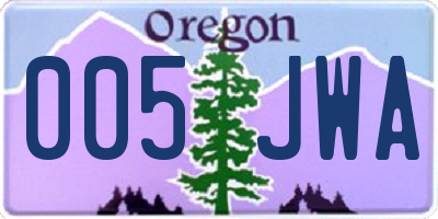 OR license plate 005JWA