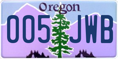 OR license plate 005JWB