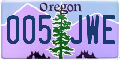 OR license plate 005JWE