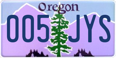 OR license plate 005JYS