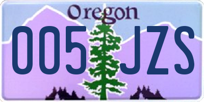 OR license plate 005JZS