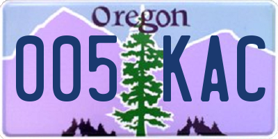 OR license plate 005KAC