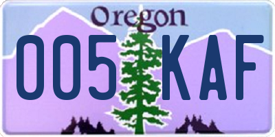 OR license plate 005KAF