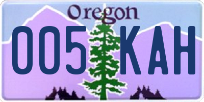 OR license plate 005KAH