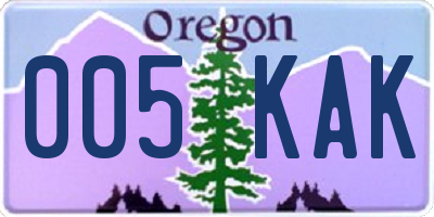 OR license plate 005KAK