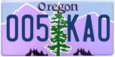 OR license plate 005KAO