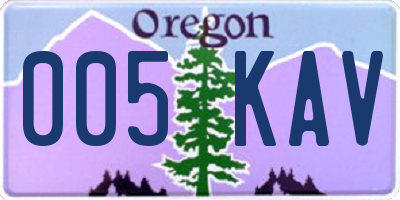 OR license plate 005KAV