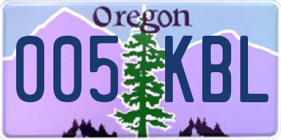 OR license plate 005KBL