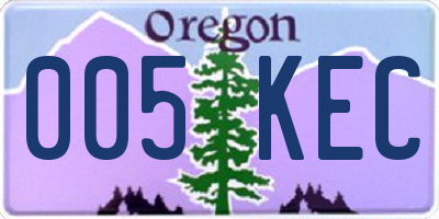 OR license plate 005KEC
