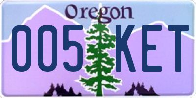 OR license plate 005KET