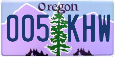 OR license plate 005KHW